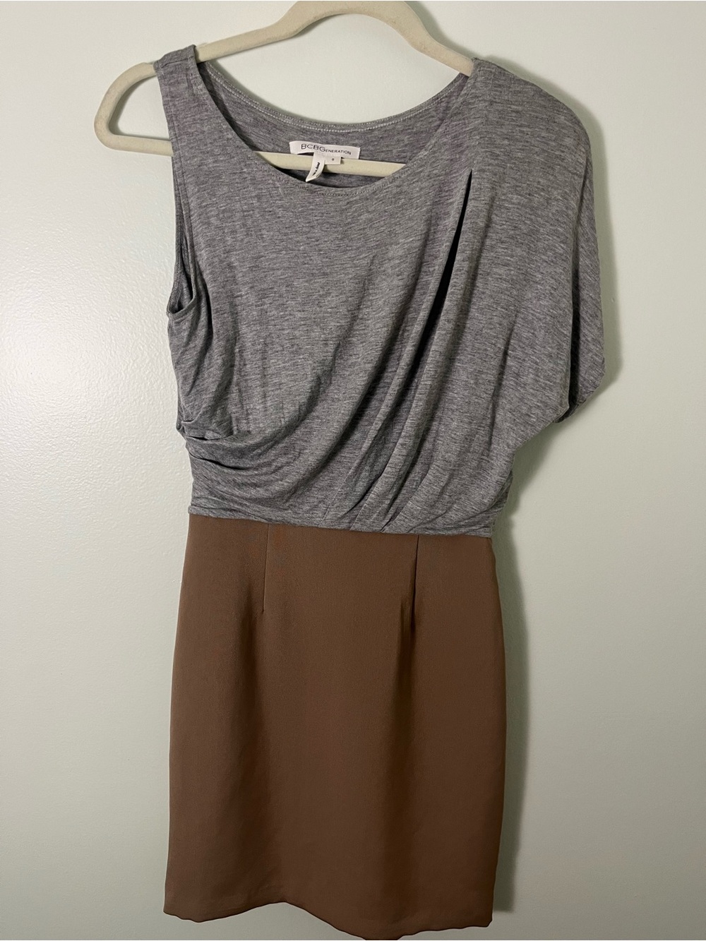 BCBGeneration Gray and Brown Two-Tone Pencil Skirt Dress
